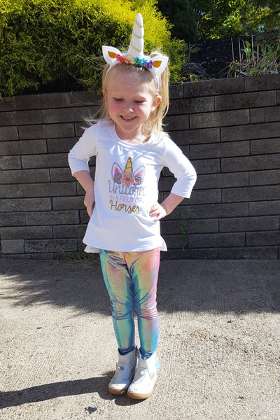 Buy Swetye Girl Unicorn Leggings Kid Rainbow Print Ankle Length Legging  Tights Trousers Slim Long Pants (Pink Unicorn, Large) at